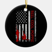 Reel Cool Poppie American Flag Vist vaders vaders Keramisch Ornament (Voorkant)