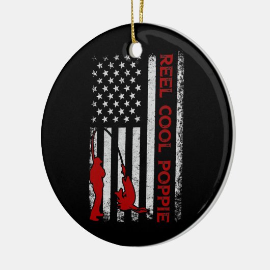 Reel Cool Poppie American Flag Vist vaders vaders Keramisch Ornament (Links)