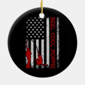 Reel Cool Poppie American Flag Vist vaders vaders Keramisch Ornament (Achterkant)