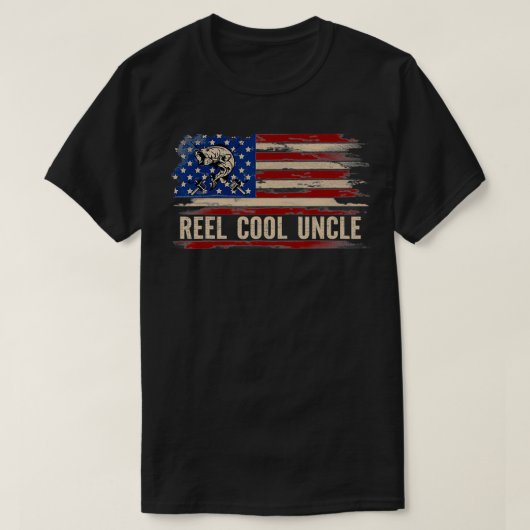 Reel Cool Uncle American USA Flag Funny FishingFis T-shirt (Design voorkant)