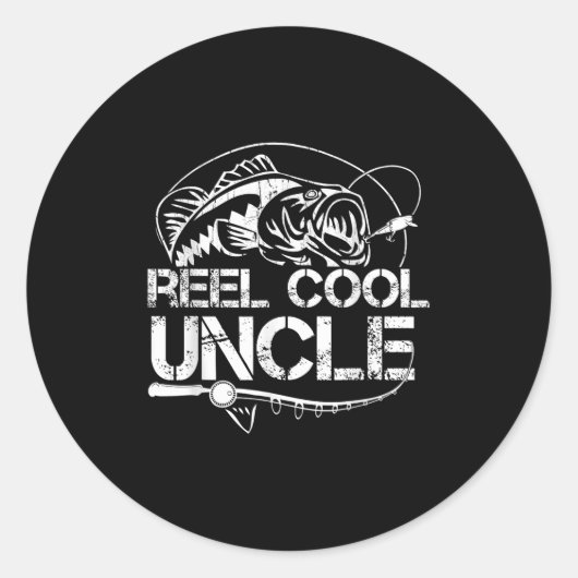 Reel Cool Uncle Fishing Daddy Fathers Day Dad For  Ronde Sticker (Voorkant)