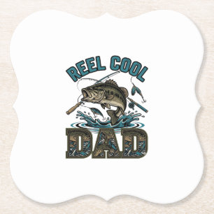 Reel Cool Vader Bassvissen Vintage Vector Design_1 Kartonnen Onderzetters