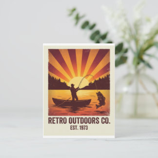 Reel Coole Papa Vintage Vissen Retro Zonsondergang Briefkaart
