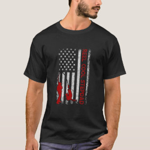 Reel Coole Stiefvader Amerikaanse Vlag Vissen Vade T-shirt