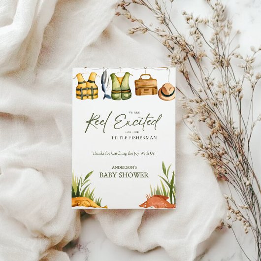Reel Excited Little Fisherman Baby Shower  Bedankkaart