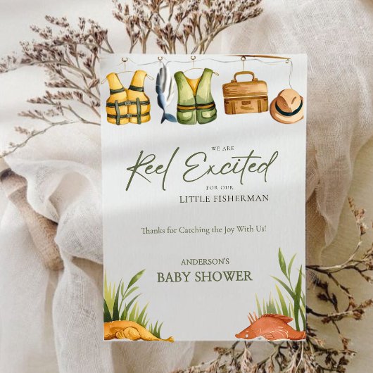 Reel Excited Little Fisherman Baby Shower  Bedankkaart