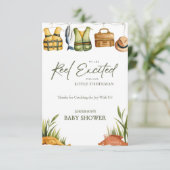 Reel Excited Little Fisherman Baby Shower  Bedankkaart (Staand voorkant)