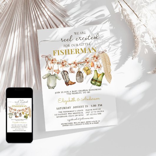 Reel Excited Little Fisherman Baby shower Kaart