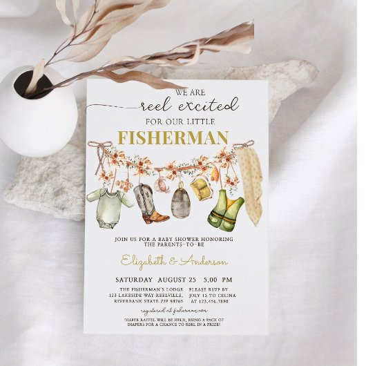 Reel Excited Little Fisherman Baby shower Kaart