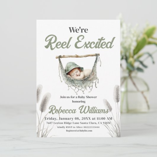 Reel Excited Little Fisherman Baby shower Kaart (Staand voorkant)
