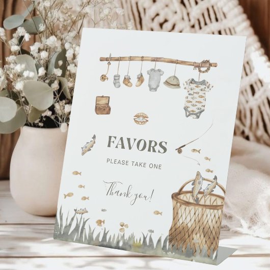 Reel Fun Gevist Baby shower Favorieten Teken Reclamebord Met Voetstuk