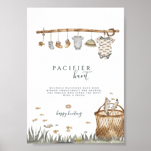 Reel Fun Gevist Fopspeen Hunt Baby shower Poster (Voorkant)