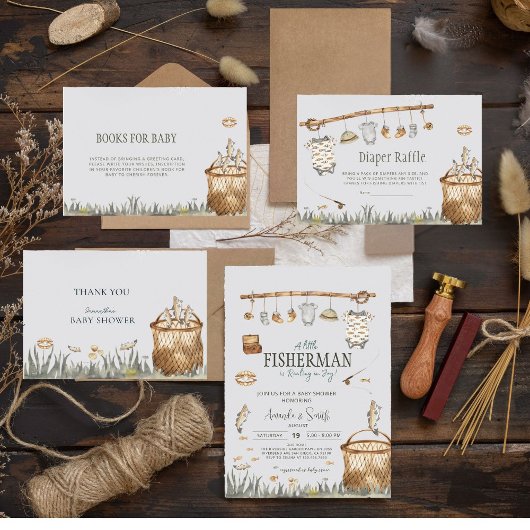 Reel Fun Gevist Waterverf Baby shower Bedankkaart