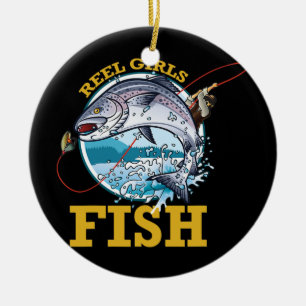 Reel Girls Fish Girls Vist Keramisch Ornament
