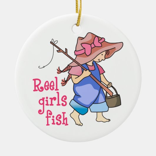 Reel Girls Fish Keramisch Ornament (Voorkant)