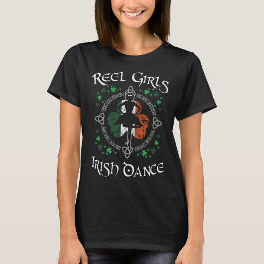 Reel Girls Irish Dance Ireland Flag T-shirt (Voorkant)