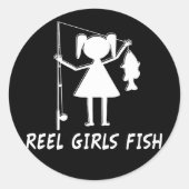 REEL GIRLS VISSEN! RONDE STICKER (Voorkant)