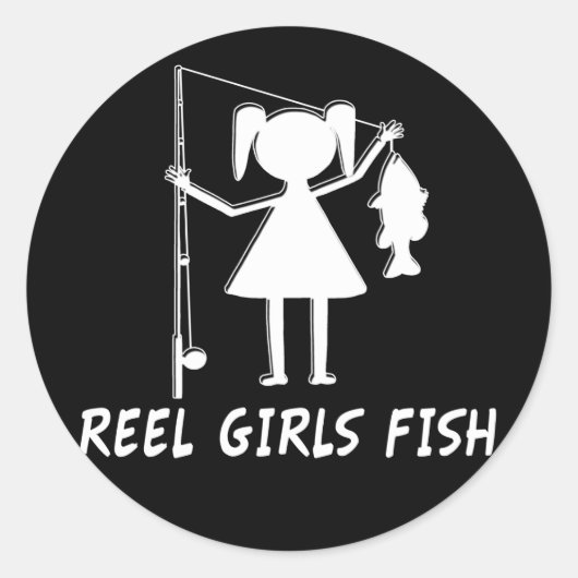 REEL GIRLS VISSEN! RONDE STICKER (Voorkant)