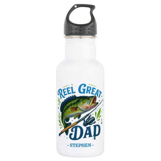 Reel Great Dad - Gevist Rod en Vis Waterfles (Voorkant)
