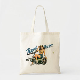 Reel Hustler Retro Fishing Pin-Up | Funny Fish Art Tote Bag