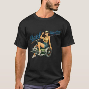 Reel Hustler Retro Visserij Pin-Up   Grappige Vis T-shirt