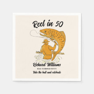 Reel in 50 Geviste Mannen-verjaardag 50e verjaard Servet