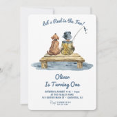 Reel in de leuke Vissende jongen 1e verjaardag Kaart (Voorkant)