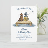 Reel in de leuke Vissende jongensverjaardag Kaart (Staand voorkant)