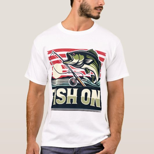 Reel in de vangst, vis op ontwerp t-shirt (Voorkant)