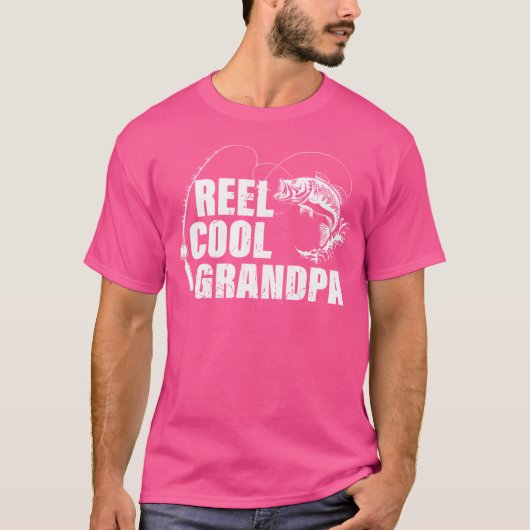 Reel koele opa met vis en Gevist staaf T-shirt (Voorkant)