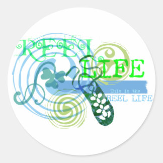 Reel Life in Blue Ronde Sticker
