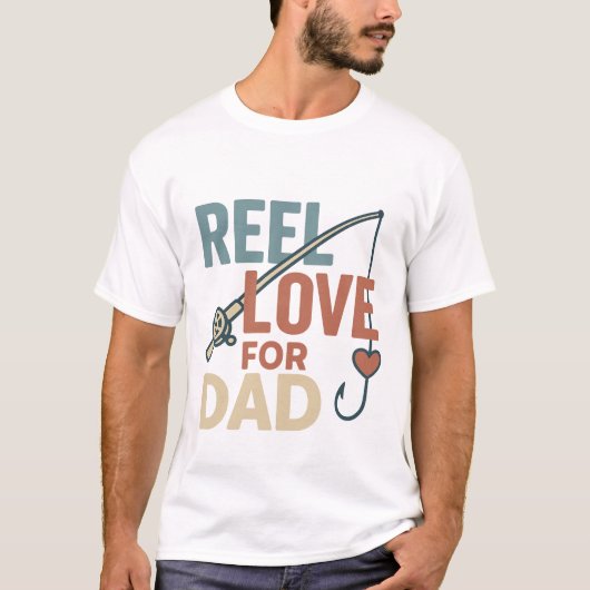 Reel Love for Dad Retro Fishing Gift T-shirt (Voorkant)