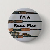 Reel Man Vist Staafjes en Reel Fotografisch Ronde Button 5,7 Cm (Voorkant)