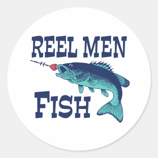 Reel Mannen Vis Ronde Sticker (Voorkant)