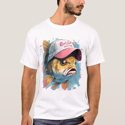 Reel Meisjes Vis T-shirt – Fun Custom (Voorkant)