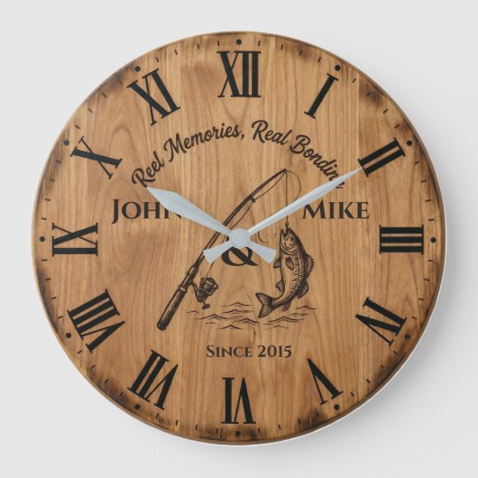 Reel Memories Real Bonding | Custom Fishing Grote Klok (Voorkant)