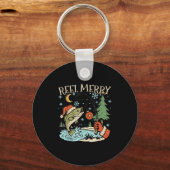 Reel Merry Christmas Fishing Funny Hook B Fi-shirt Sleutelhanger (Voorkant)