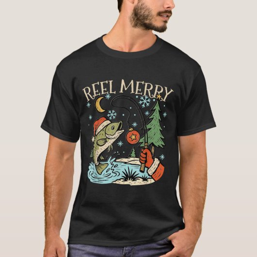 Reel Merry Christmas Fishing Funny Hook B Fi-shirt T-shirt (Voorkant)