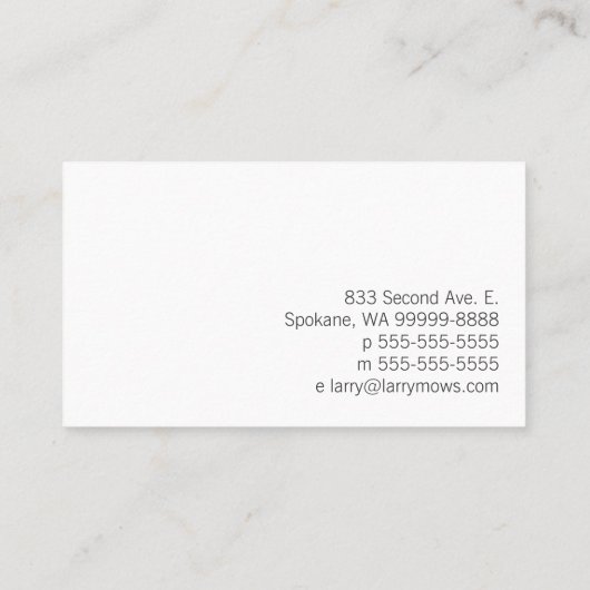 Reel Mower Visitekaartje (Achterkant)