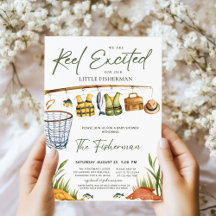 Reel Opgewonden Baby shower Uitnodiging Gevist The