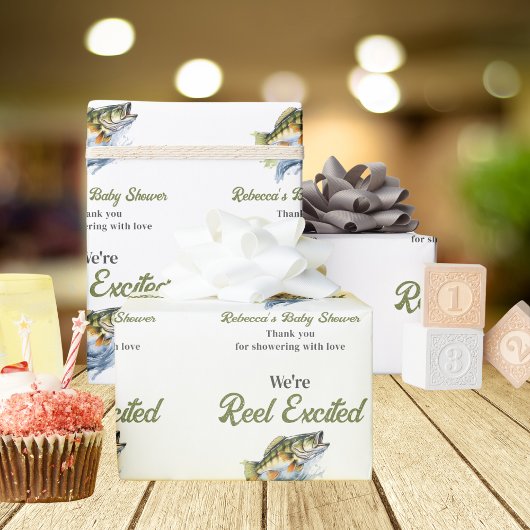 Reel Opgewonden Big Fish Fisherman Baby shower Cadeaupapier