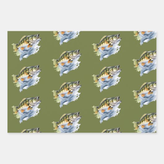 Reel Opgewonden Big Fish Fisherman Baby shower Inpakpapier Vel (Voorkant 3)