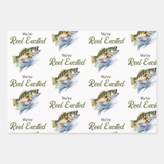 Reel Opgewonden Big Fish Fisherman Baby shower Inpakpapier Vel (Voorkant 2)