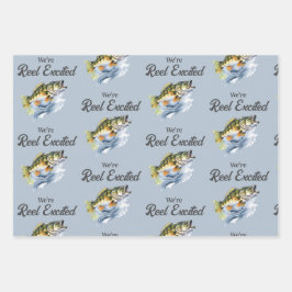 Reel Opgewonden Big Fish Fisherman Baby shower Inpakpapier Vel