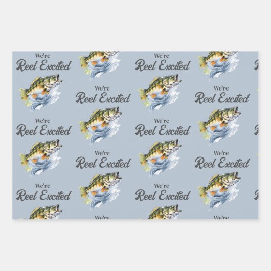 Reel Opgewonden Big Fish Fisherman Baby shower Inpakpapier Vel (Voorkant)