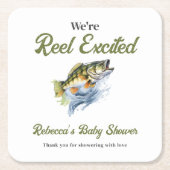 Reel Opgewonden Big Fish Fisherman Baby shower Kartonnen Onderzetters (Voorkant)