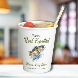 Reel Opgewonden Big Fish Fisherman Baby shower Papieren Bekers