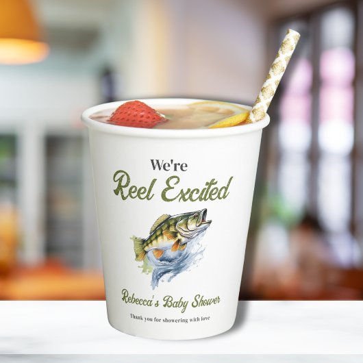 Reel Opgewonden Big Fish Fisherman Baby shower Papieren Bekers