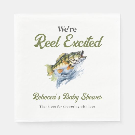 Reel Opgewonden Big Fish Fisherman Baby shower Servet (Voorkant)