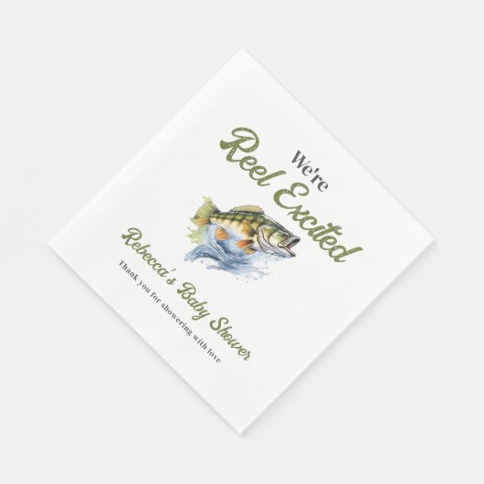 Reel Opgewonden Big Fish Fisherman Baby shower Servet (Hoek)